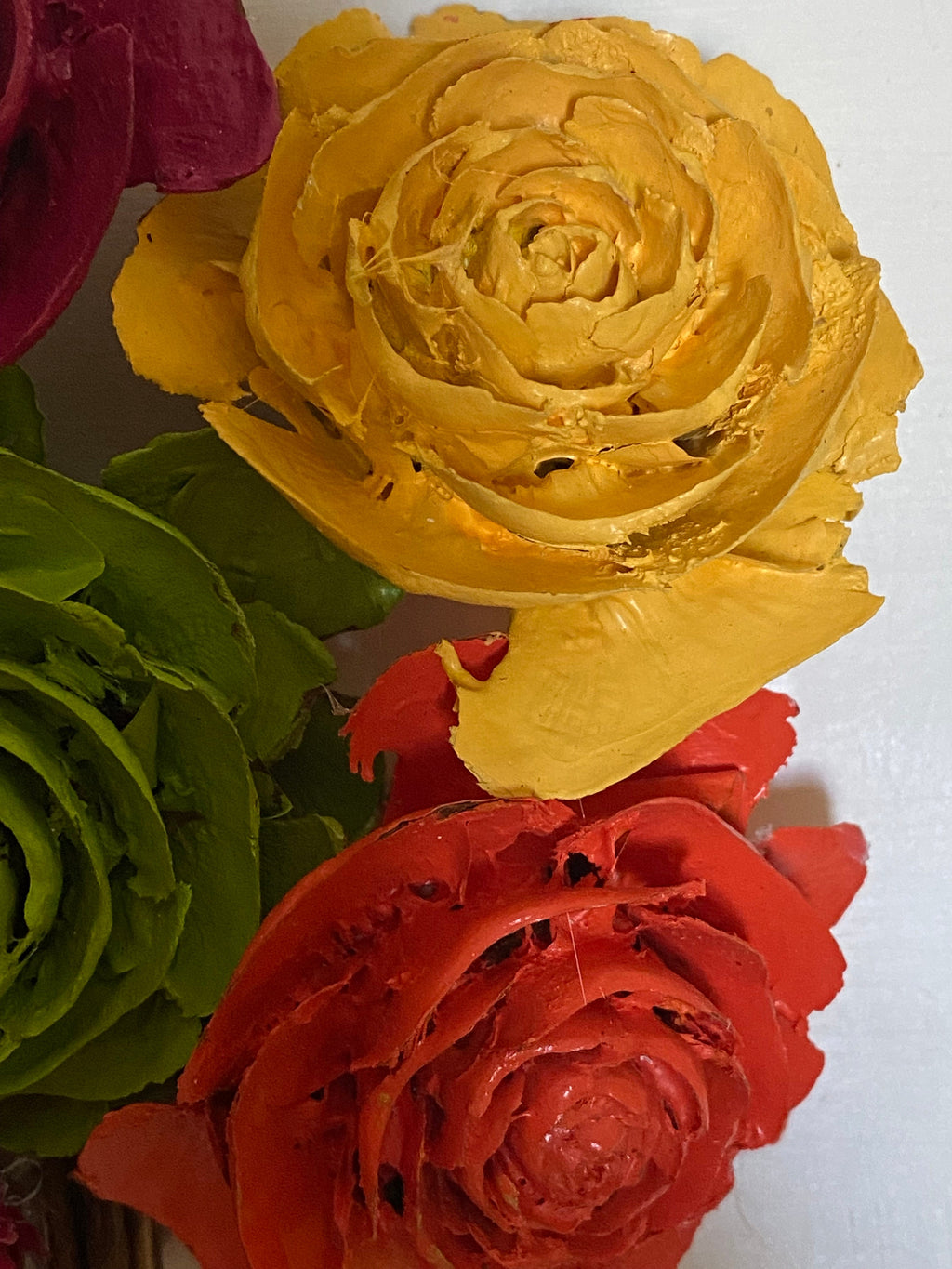 Pine Cone Flowers Bouquet Wall Hanging Flowers are Purple, Pink, Yellow, Green, Orange Roses (Rainbow Colors)