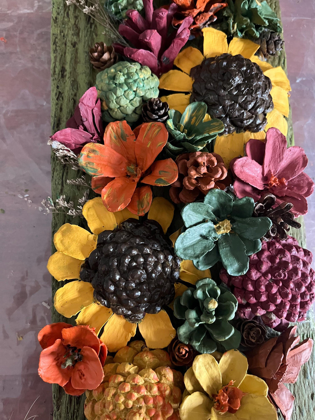 Handmade Pinecone Wall Hanging - Rustic Floral Decor