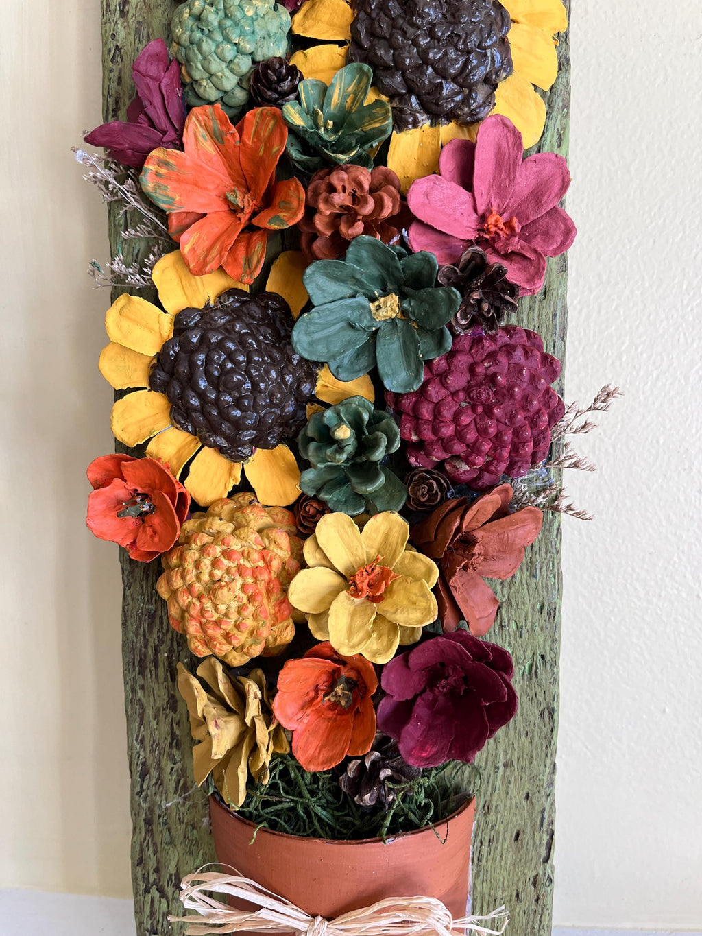 Handmade Pinecone Wall Hanging - Rustic Floral Decor