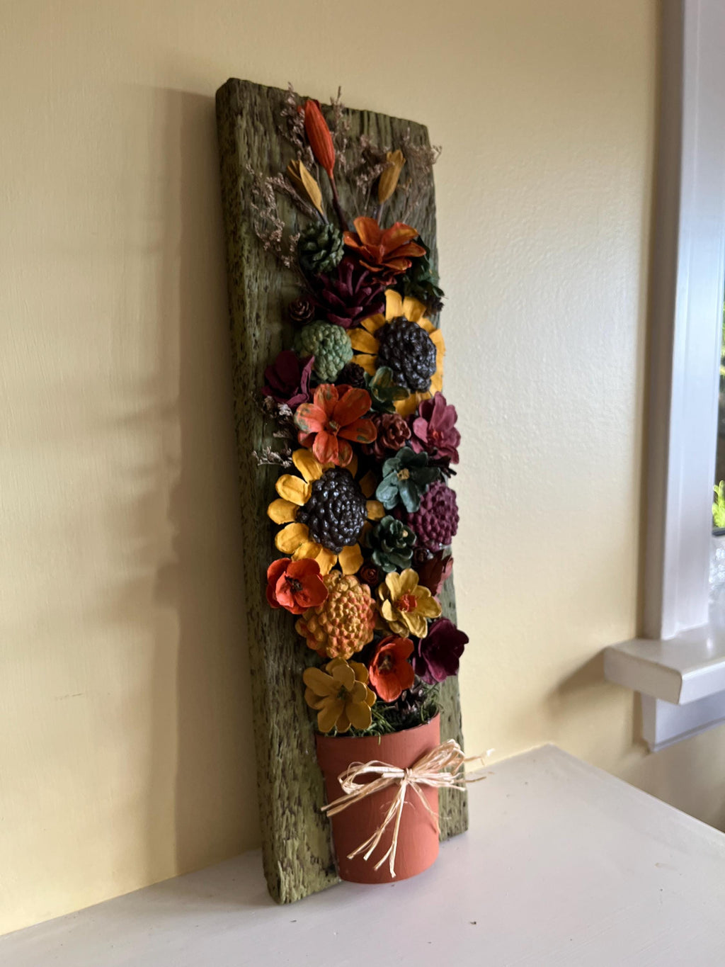 Handmade Pinecone Wall Hanging - Rustic Floral Decor