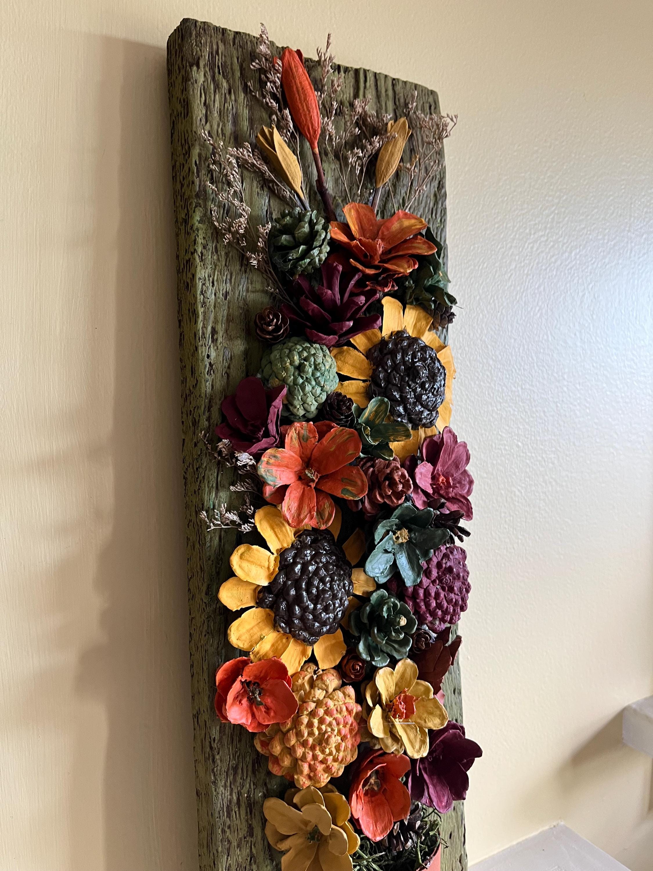 Handmade Pinecone Wall Hanging - Rustic Floral Decor