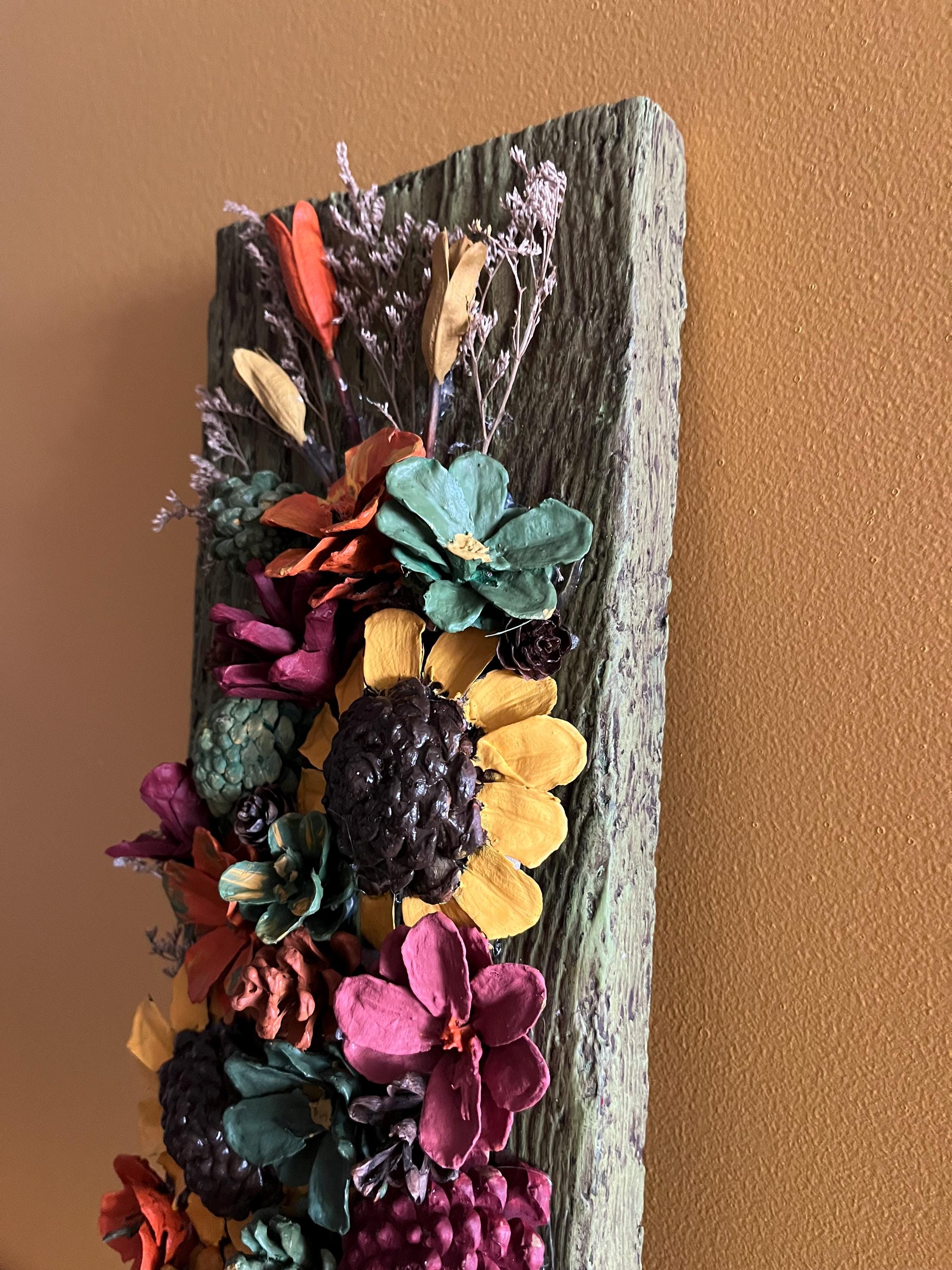 Handmade Pinecone Wall Hanging - Rustic Floral Decor