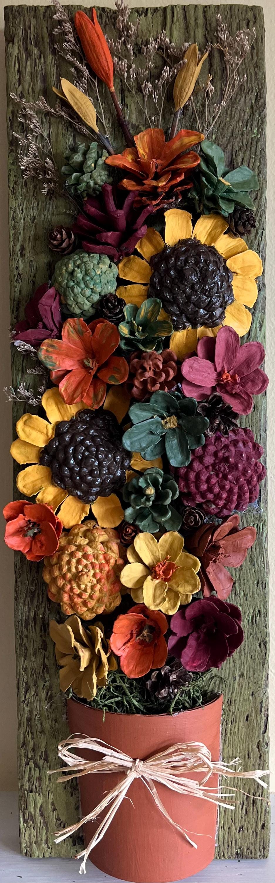 Handmade Pinecone Wall Hanging - Rustic Floral Decor